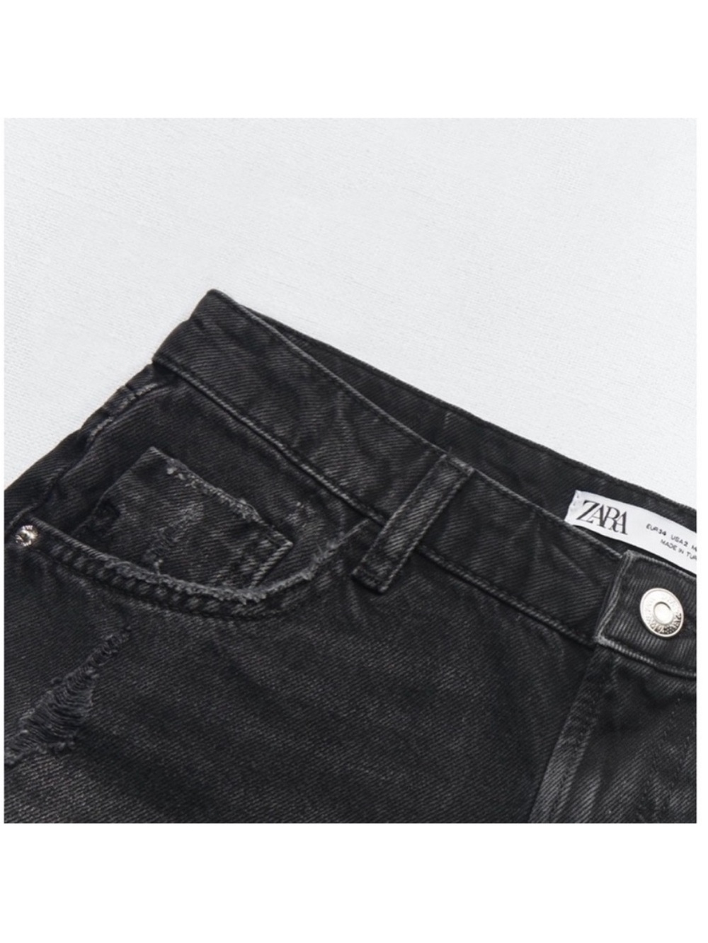 Zara Black High-Rise Denim Shorts